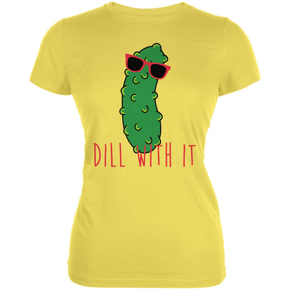 Vegetable Pickle Dill Deal With It Juniors Soft T Shirt Juniors T-Shirts Old Glory LG Sunshine 