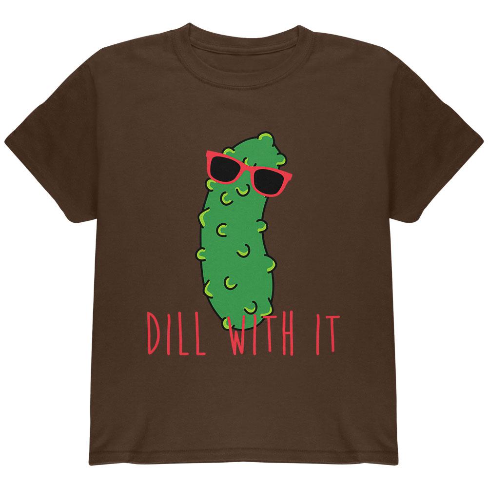 Vegetable Pickle Dill Deal With It Youth T Shirt Youth T-Shirts Old Glory LG Brown 