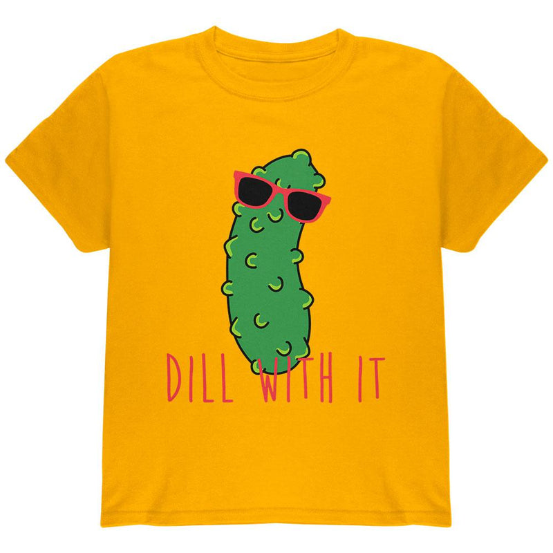 Vegetable Pickle Dill Deal With It Youth T Shirt Youth T-Shirts Old Glory LG Gold 