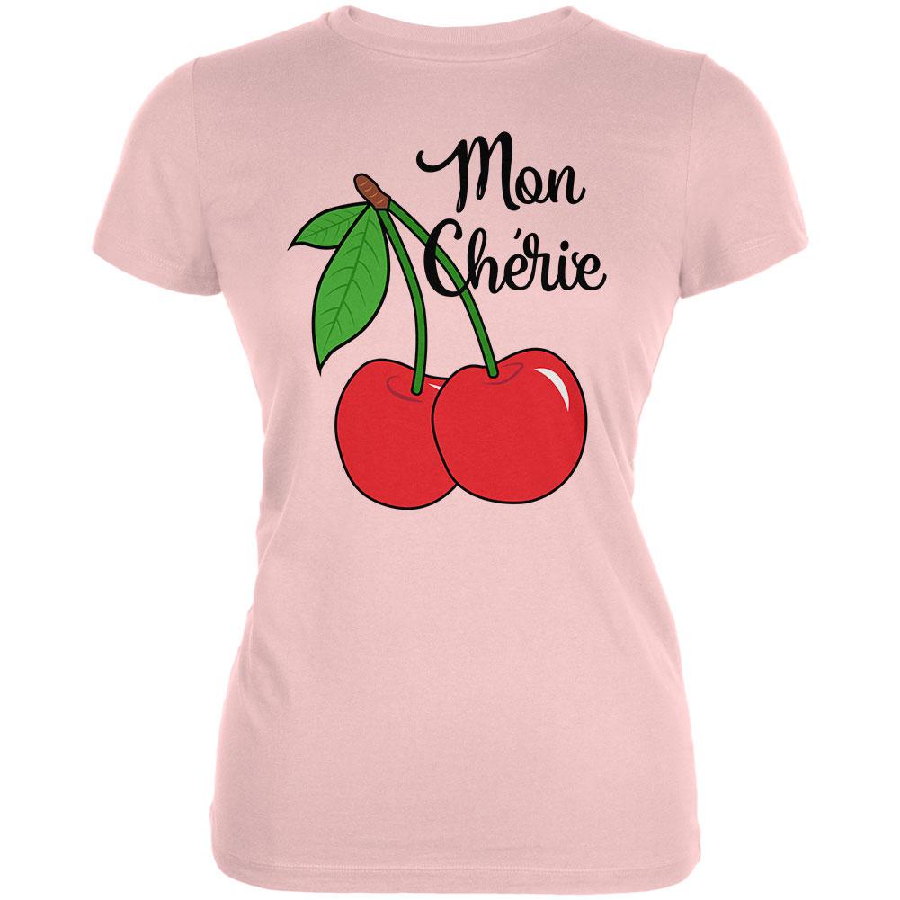 Fruit Cherry Mon Cheri My Darling Juniors Soft T Shirt Juniors T-Shirts Old Glory 2XL Blush Pink 