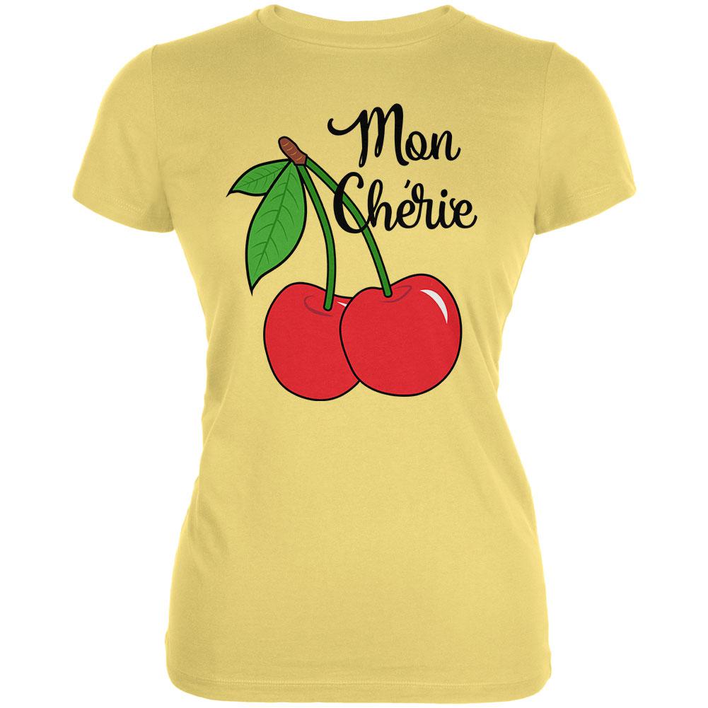 Fruit Cherry Mon Cheri My Darling Juniors Soft T Shirt Juniors T-Shirts Old Glory LG Yellow 