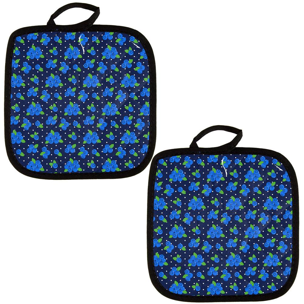 Fruit Blueberry Blueberries Repeat Pattern All Over Pot Holder (Set of 2) Pot Holders Old Glory OS Navy 