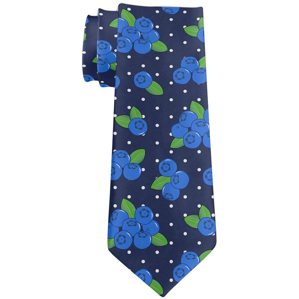 Fruit Blueberry Blueberries Repeat Pattern All Over Neck Tie Men's Neck Ties Old Glory OS Navy 