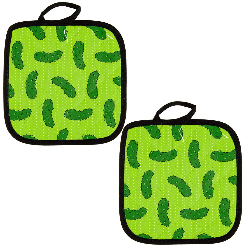 Vegetable Pickle Pickles Repeat Pattern All Over Pot Holder (Set of 2) Pot Holders Old Glory OS Lime 