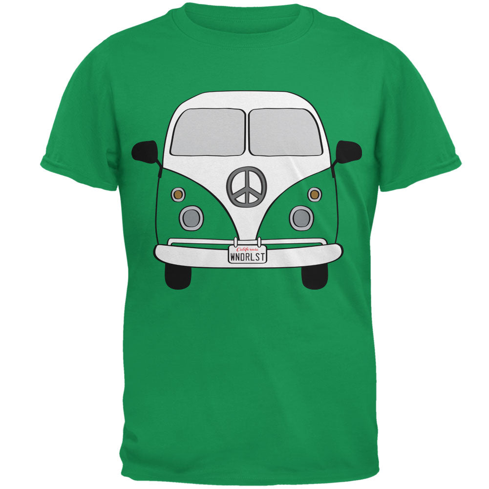 Peace Sign Hippie Bus Men's Graphic Tie-Dye T-Shirt Men's T-Shirts Old Glory SM Irish Green 