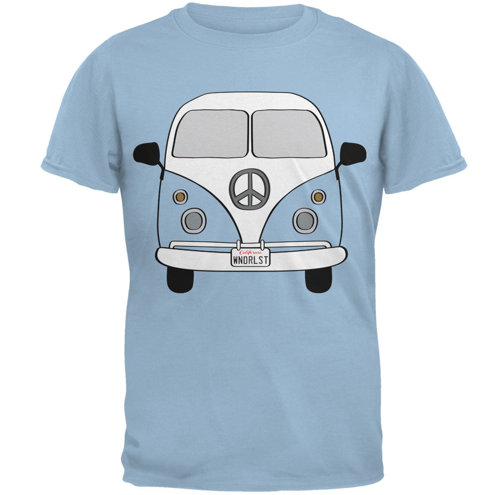 Peace Sign Hippie Bus Men's Graphic Tie-Dye T-Shirt Men's T-Shirts Old Glory SM Light Blue 