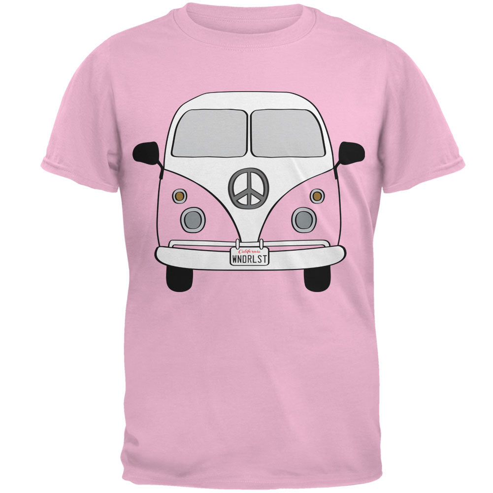 Peace Sign Hippie Bus Men's Graphic Tie-Dye T-Shirt Men's T-Shirts Old Glory SM Light Pink 