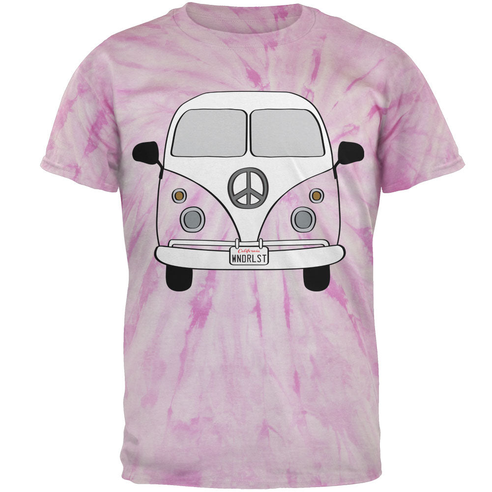 Peace Sign Hippie Bus Men's Graphic Tie-Dye T-Shirt Men's T-Shirts Old Glory MD Pinwheel Pink Tie Dye 