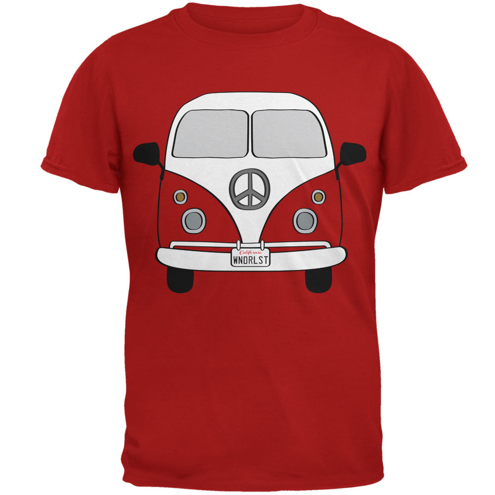 Peace Sign Hippie Bus Men's Graphic Tie-Dye T-Shirt Men's T-Shirts Old Glory SM Red 