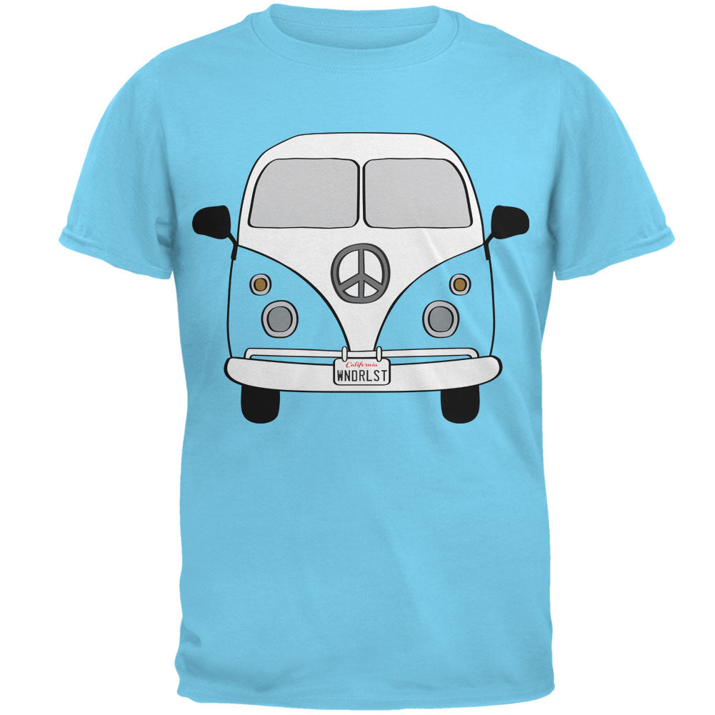 Peace Sign Hippie Bus Men's Graphic Tie-Dye T-Shirt Men's T-Shirts Old Glory SM Sky 