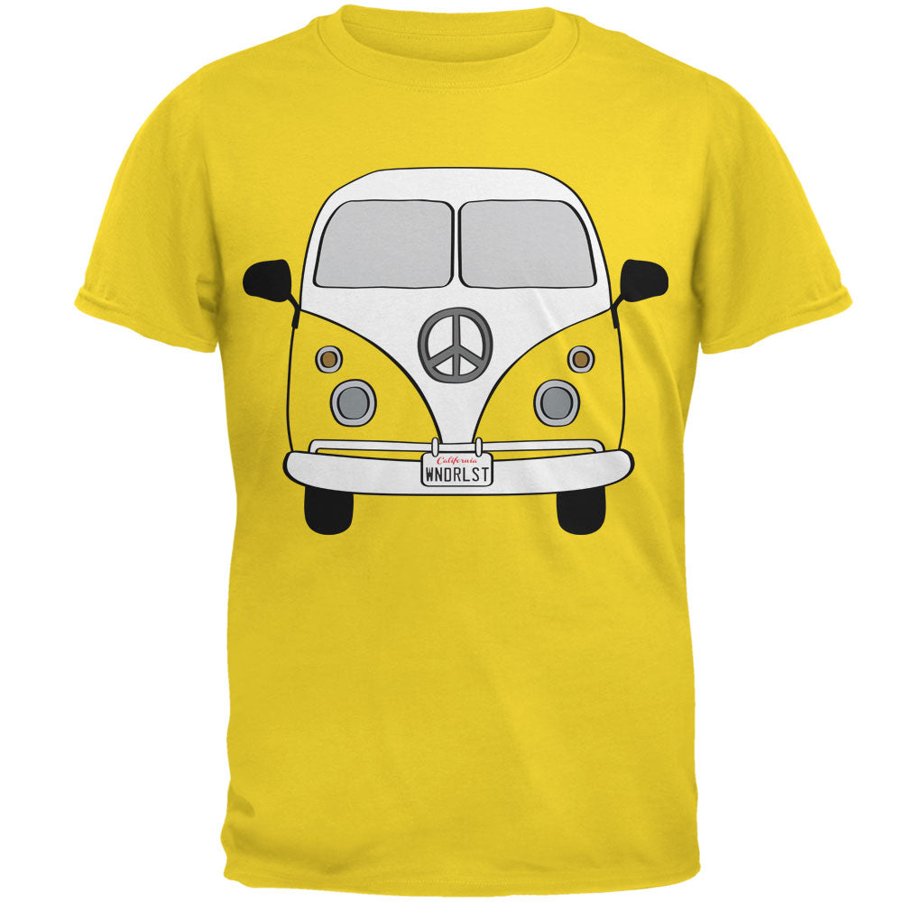 Peace Sign Hippie Bus Men's Graphic Tie-Dye T-Shirt Men's T-Shirts Old Glory SM Yellow 