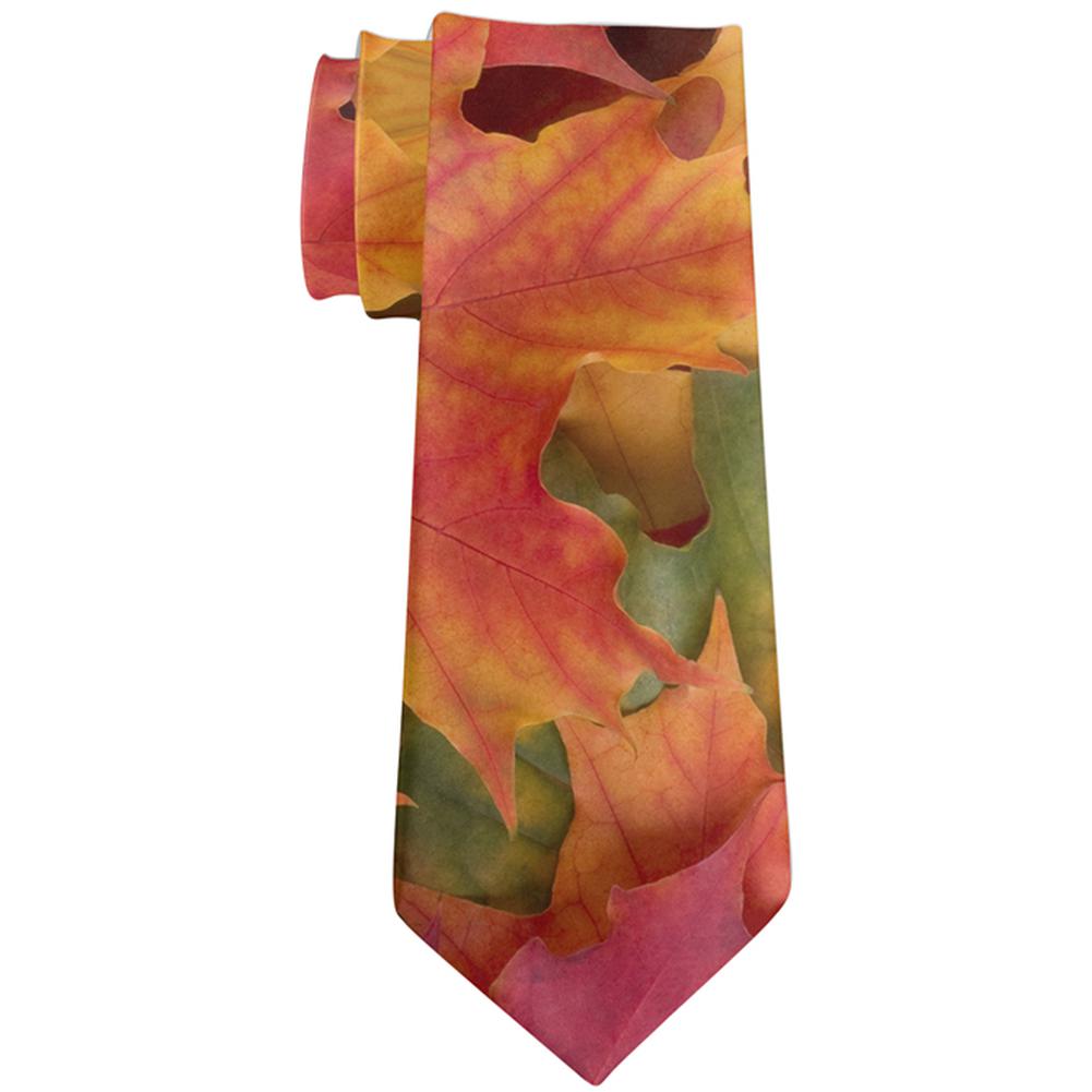 Autumn Fall Color Leaves All Over Neck Tie Men's Neck Ties Old Glory OS Multi 