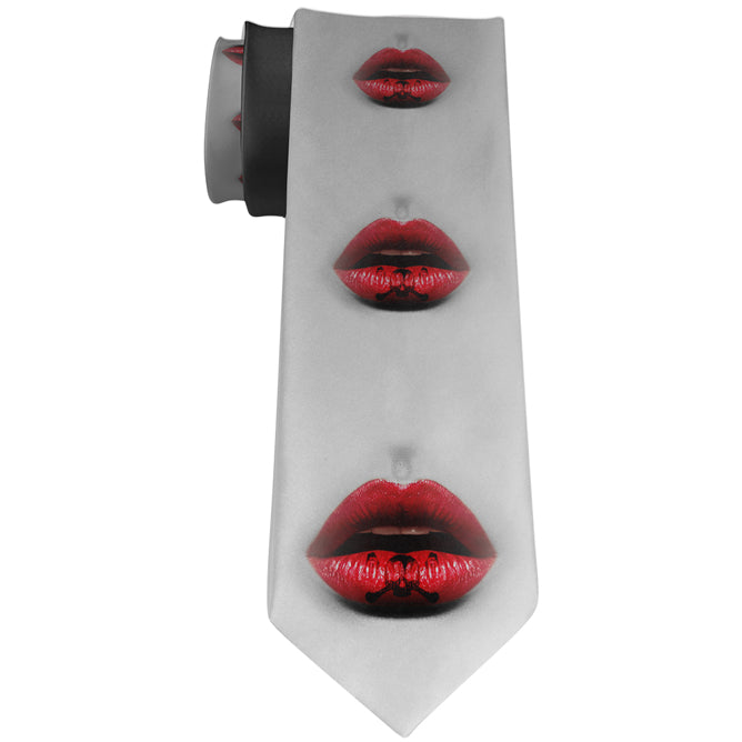 Halloween Kiss of Death Lips All Over Neck Tie Men's Neck Ties Old Glory OS Multi 