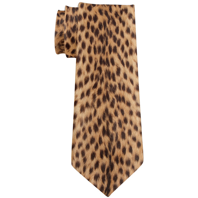 Halloween Cheetah Spots Fur All Over Neck Tie Men's Neck Ties Old Glory OS Multicolored 