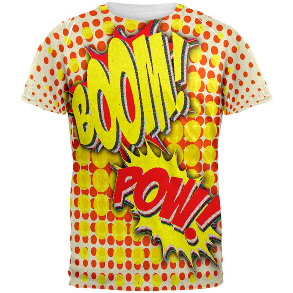 Halloween Boom Pow Vintage Comic Book Costume All Over Mens T Shirt Men's T-Shirts Old Glory 2XL Multi 