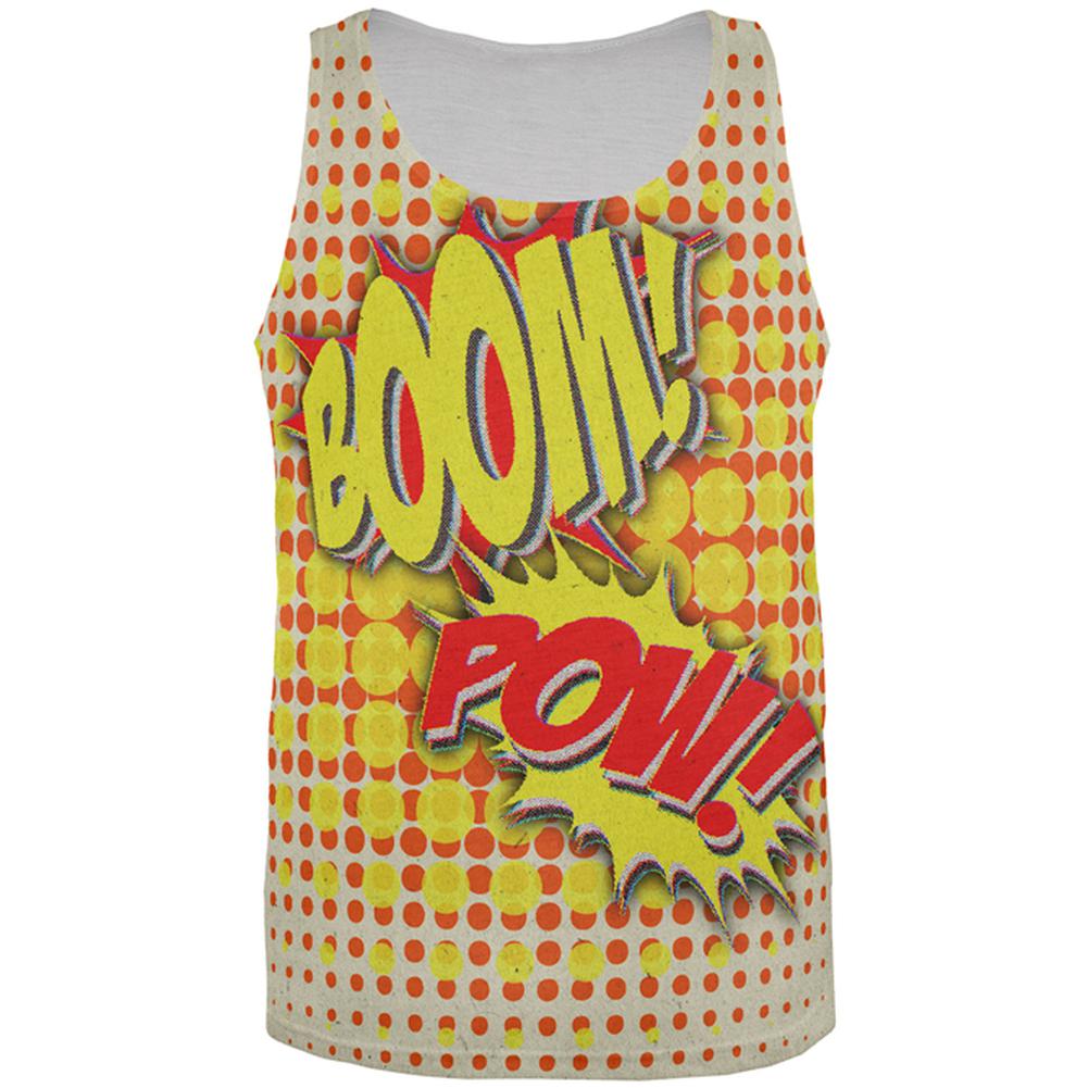 Halloween Boom Pow Vintage Comic Book Costume All Over Mens Tank Top Men's Tank Tops Old Glory 2XL Multi 