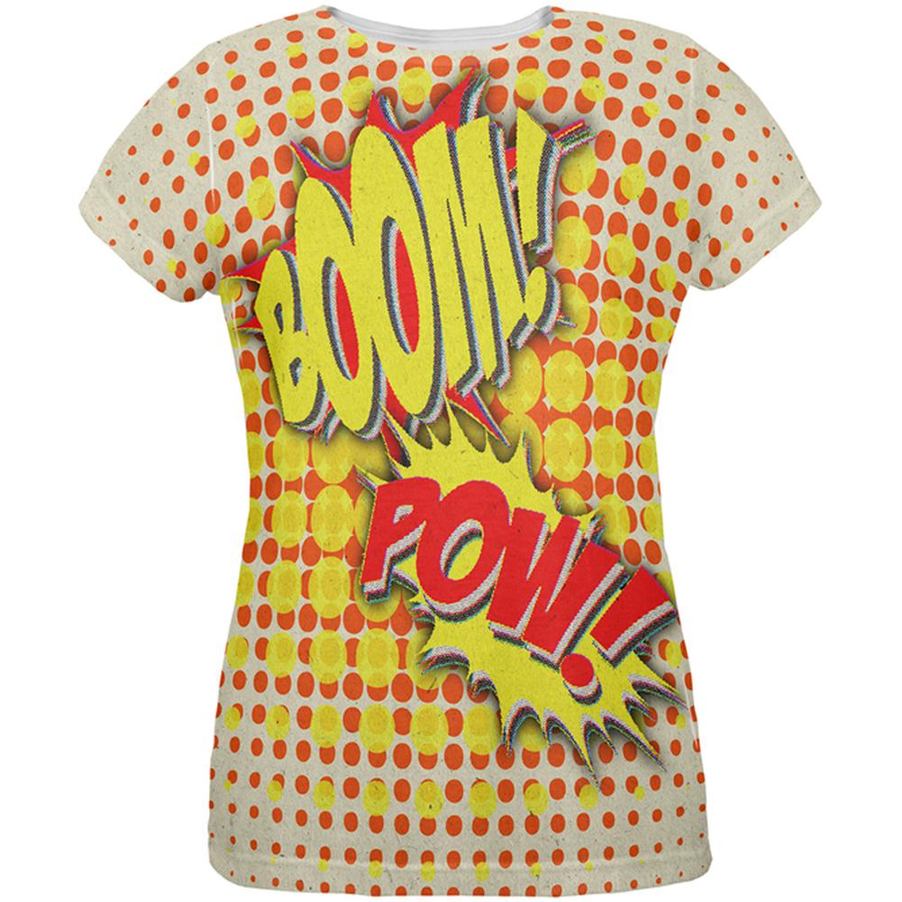 Halloween Boom Pow Vintage Comic Book Costume All Over Womens T Shirt Women's T-Shirts Old Glory 2XL Multi 