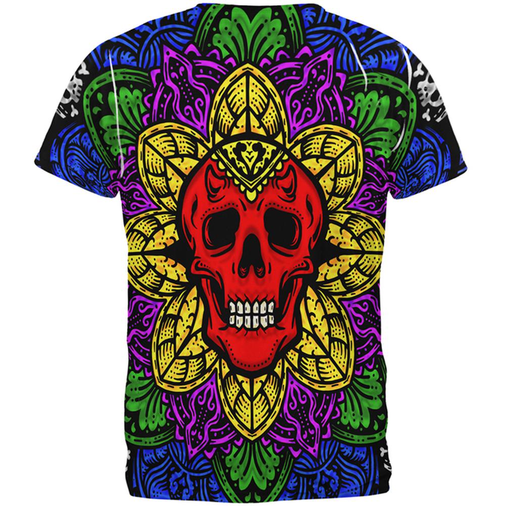 Halloween Demon Skull Mandala All Over Mens T Shirt Men's T-Shirts Old Glory   