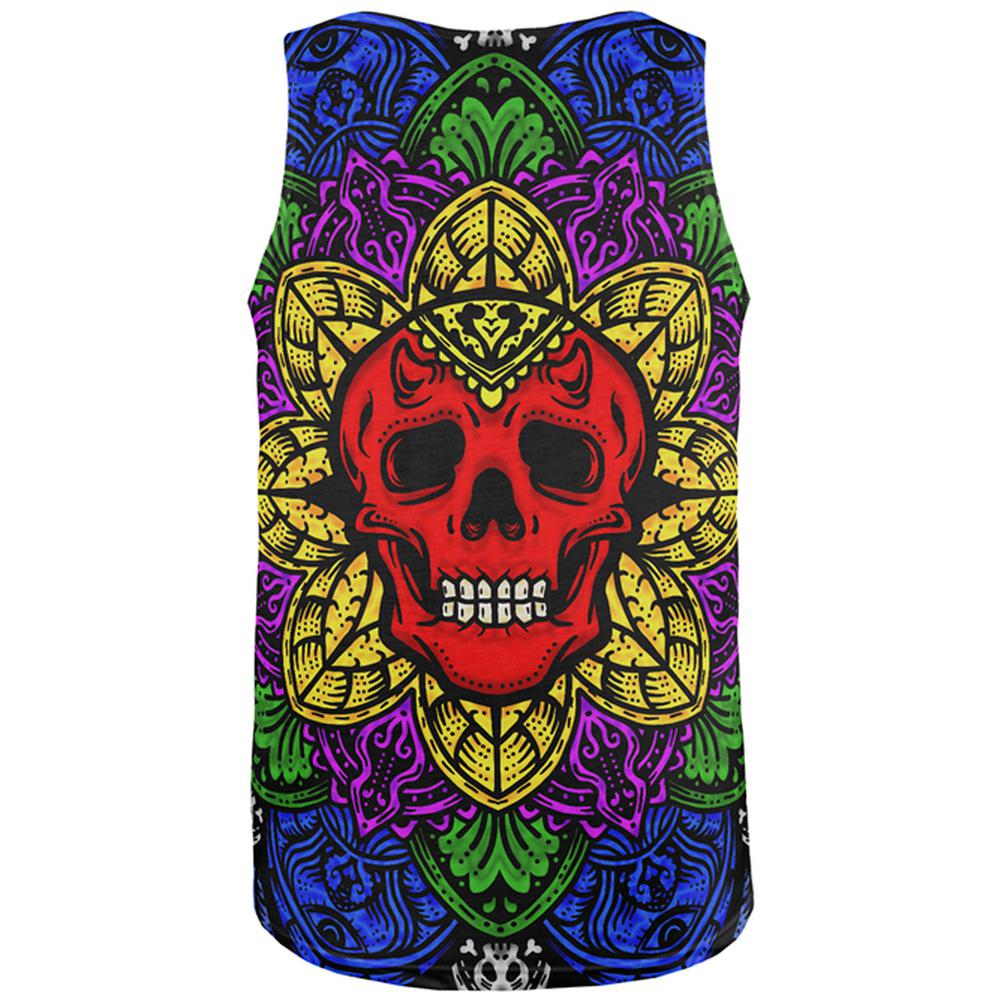 Halloween Demon Skull Mandala All Over Mens Tank Top Men's Tank Tops Old Glory   