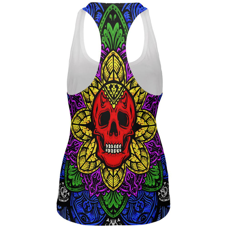 Halloween Demon Skull Mandala All Over Womens Work Out Tank Top Women's Tank Tops Old Glory   