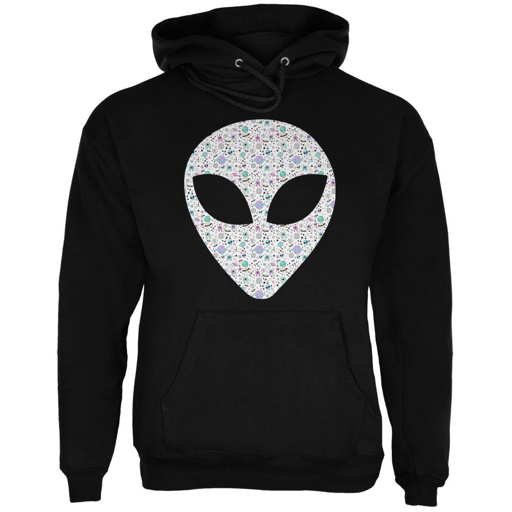 Alien Head Outer Space Elements Mens Hoodie Men's Hoodies Old Glory 2XL Black 