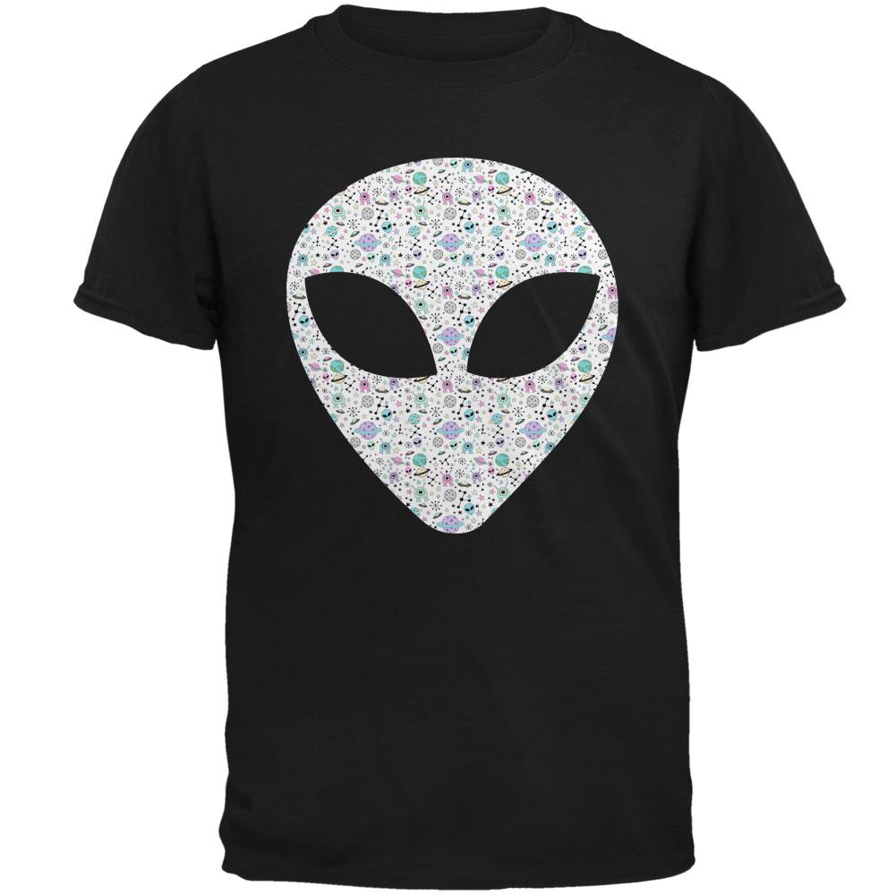 Alien Head Outer Space Elements Mens T Shirt Men's T-Shirts Old Glory 2XL Black 