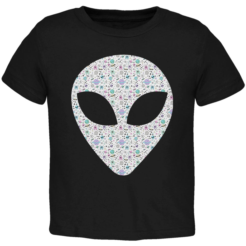 Alien Head Outer Space Elements Toddler T Shirt Toddler T-Shirts Old Glory 4T Black 