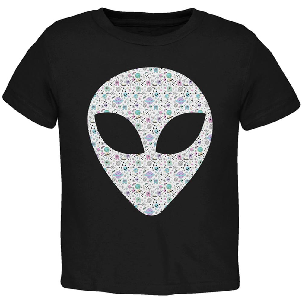 Alien Head Outer Space Elements Toddler T Shirt Toddler T-Shirts Old Glory 2T Black 