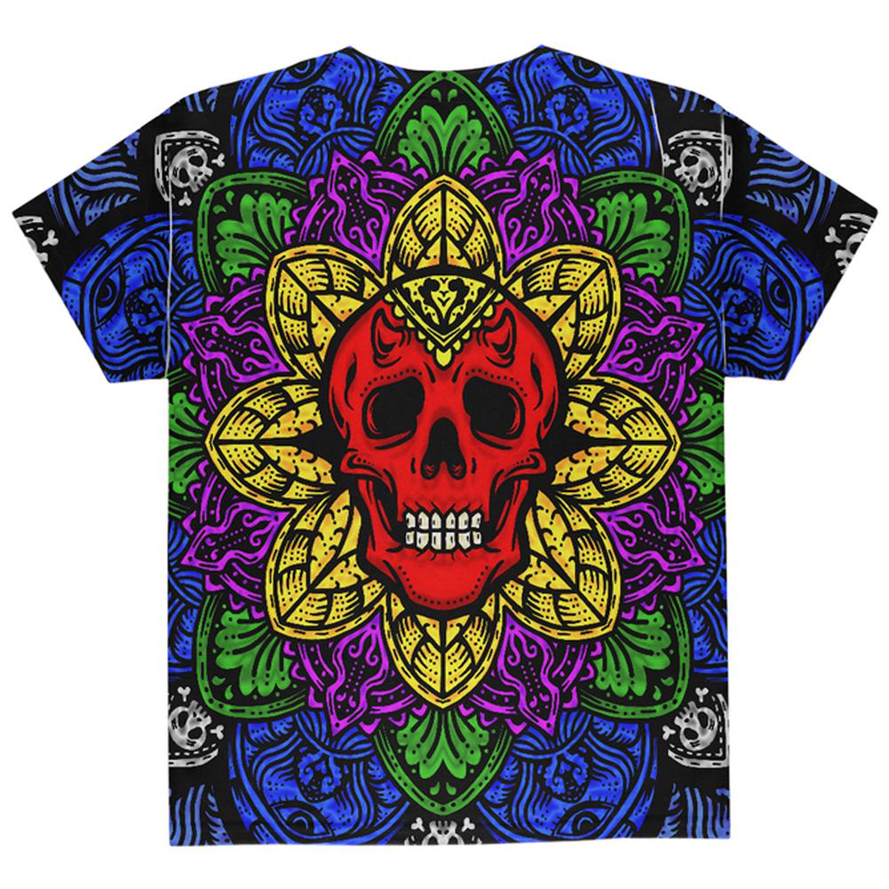 Halloween Demon Skull Mandala All Over Youth T Shirt Youth T-Shirts Old Glory   