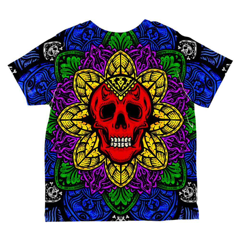 Halloween Demon Skull Mandala All Over Toddler T Shirt Toddler T-Shirts Old Glory   