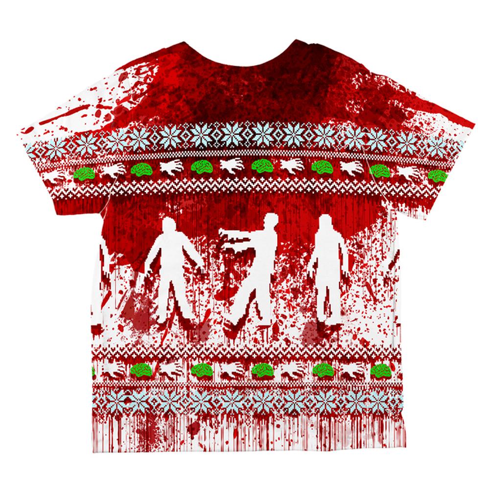 Ugly Christmas Sweater Bloody Zombie Attack Survivor All Over Toddler T Shirt Toddler T-Shirts Old Glory   