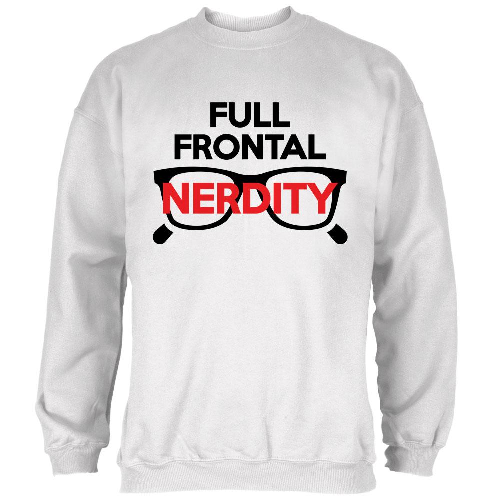 Halloween Nerd Costume Full Frontal Nudity Nerdity Pun Mens Sweatshirt Men's Sweatshirts Old Glory 2XL White 