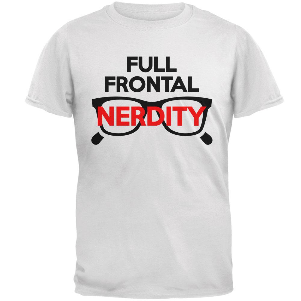 Halloween Nerd Costume Full Frontal Nudity Nerdity Pun Mens T Shirt Men's T-Shirts Old Glory 2XL White 