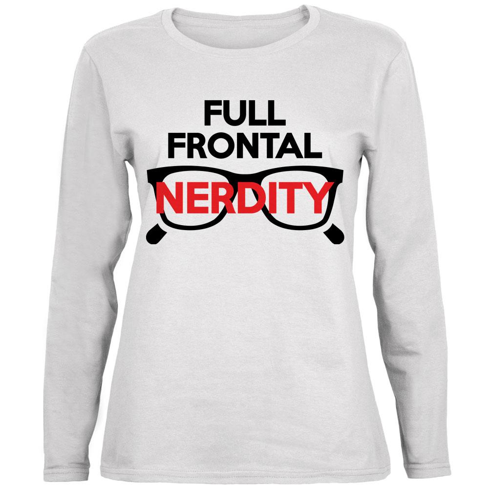 Halloween Nerd Costume Full Frontal Nudity Nerdity Pun Ladies' Relaxed Jersey Long-Sleeve Tee Women's Long Sleeves Old Glory 2XL White 