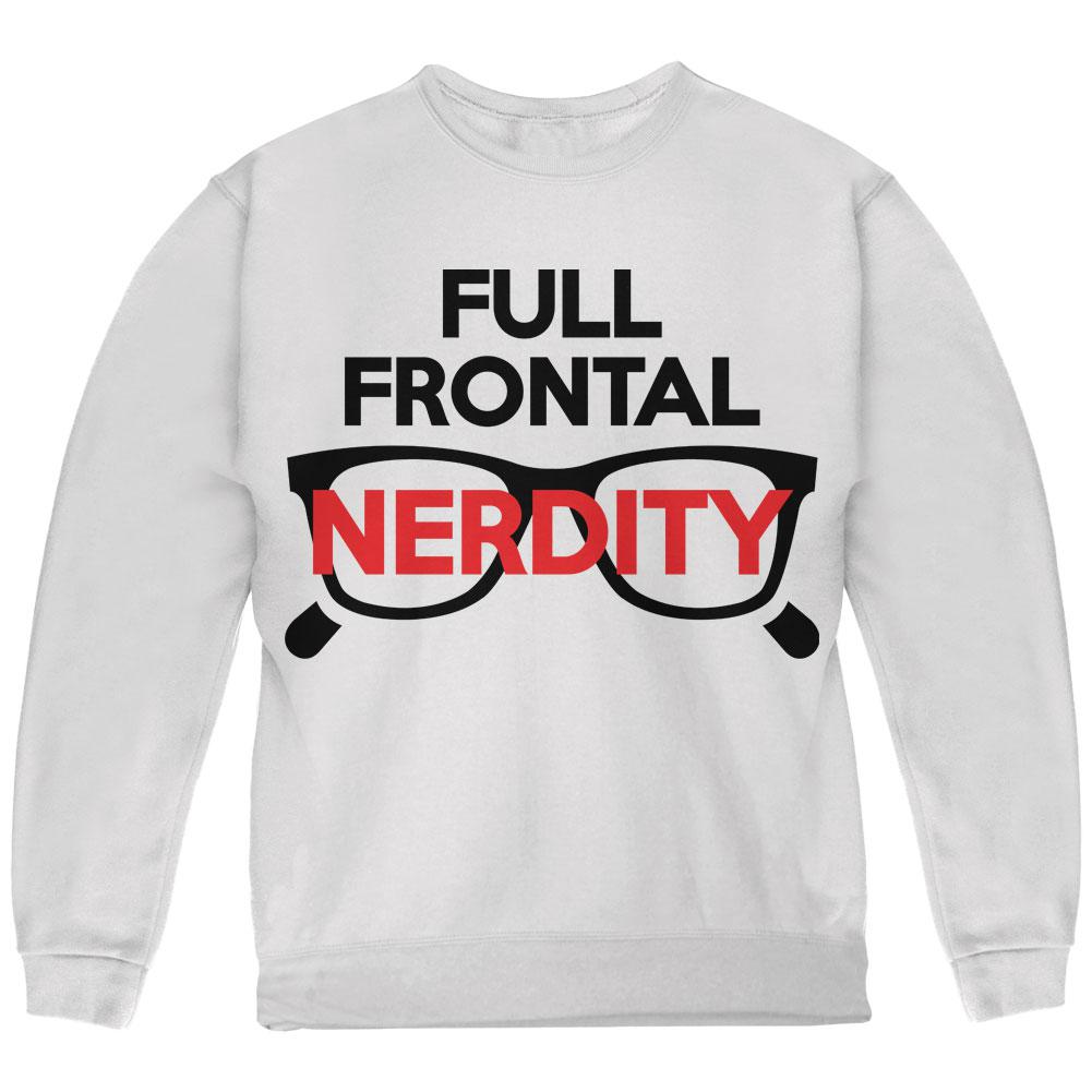 Halloween Nerd Costume Full Frontal Nudity Nerdity Pun Youth Sweatshirt Youth Sweatshirts Old Glory LG White 