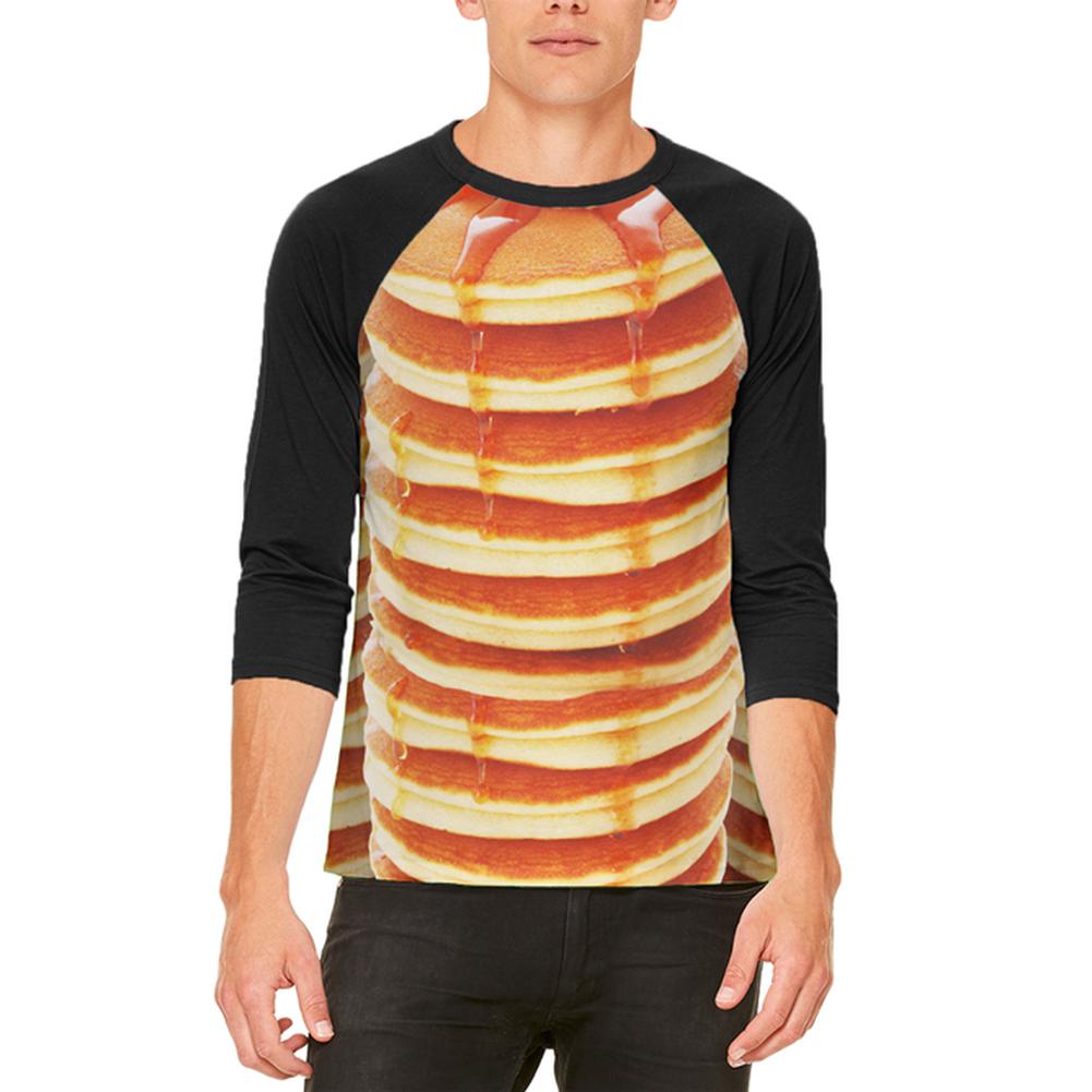 Halloween Pancakes and Syrup Breakfast Costume Mens Raglan T Shirt Men's T-Shirts Old Glory 2XL White-Black 