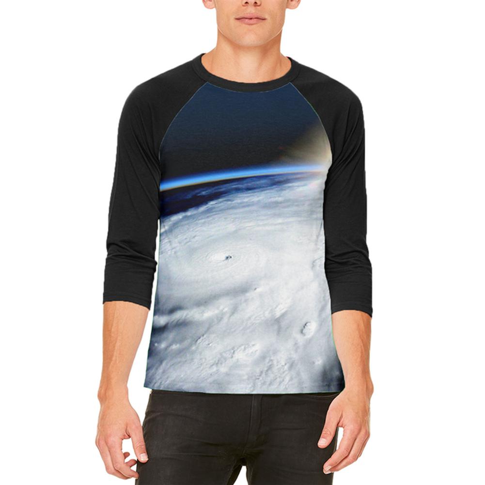 Hurricane at Sunrise Force of Nature Mens Raglan T Shirt Men's T-Shirts Old Glory 2XL White-Black 