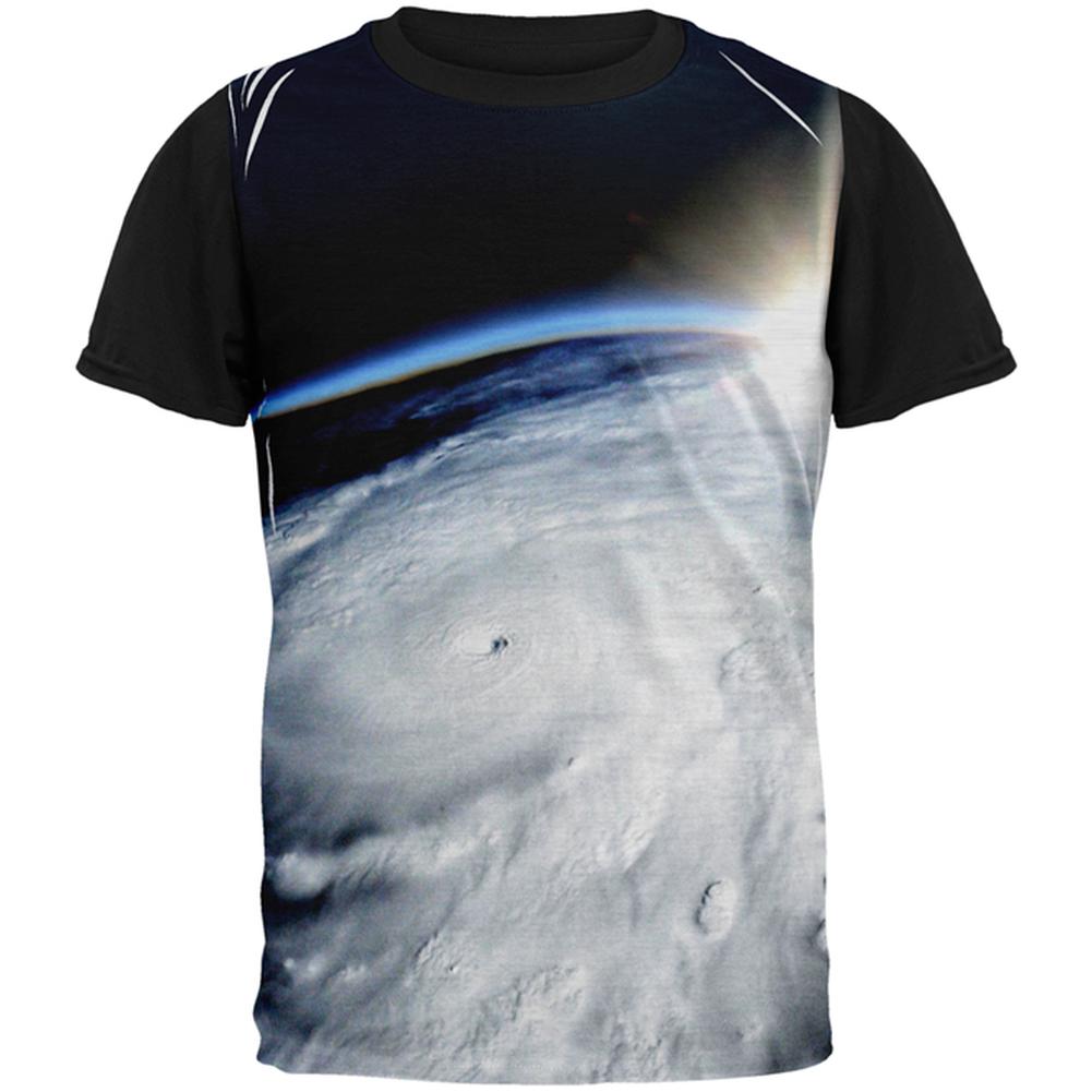 Hurricane at Sunrise Force of Nature All Over Mens Black Back T Shirt Men's T-Shirts Old Glory MD Multi 