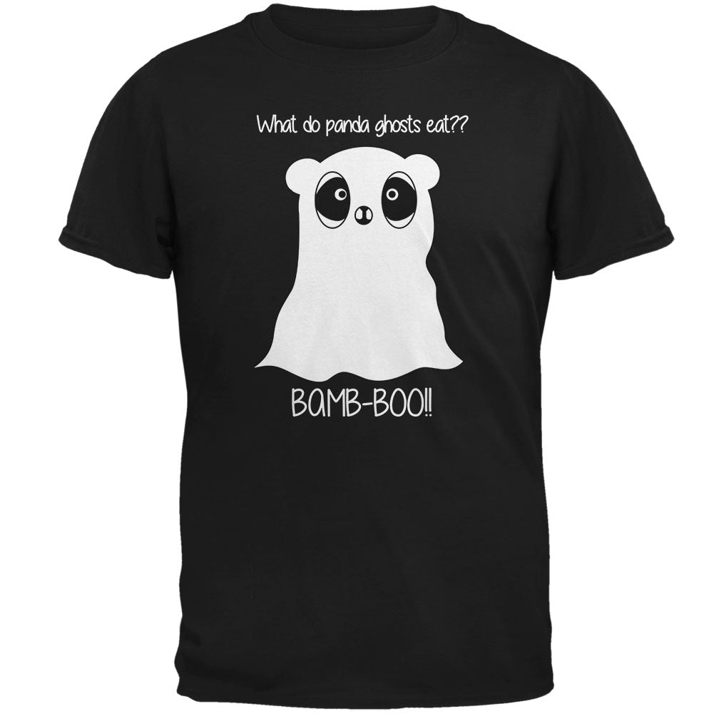 Halloween Panda Ghost Pun White Text Mens Soft T Shirt Men's T-Shirts Old Glory 2XL Black 