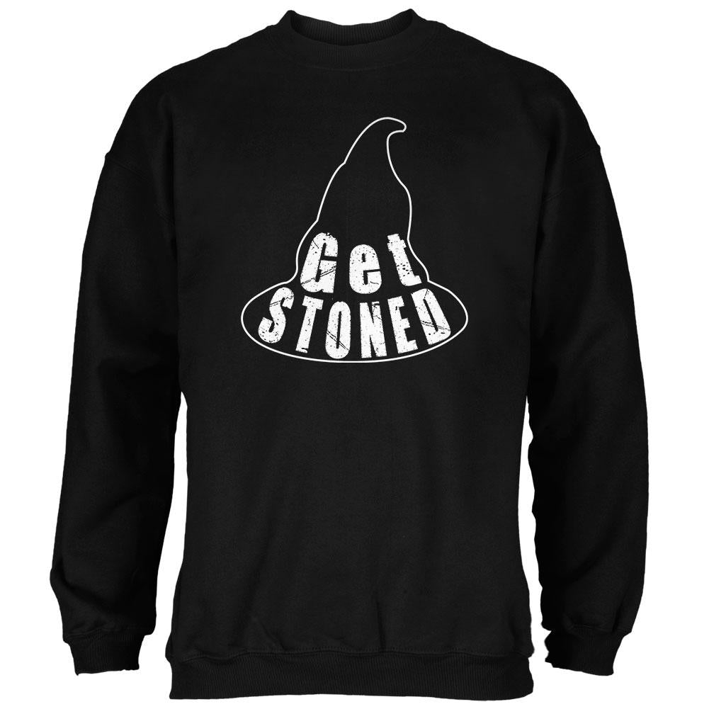 Halloween Witch Hat Get Stoned Pun Mens Sweatshirt Men's Sweatshirts Old Glory 2XL Black 