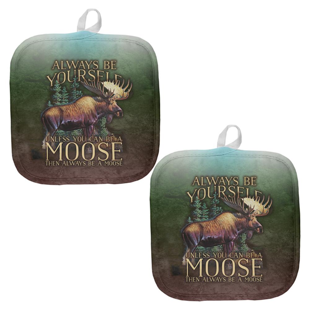 Always Be Yourself Unless Moose All Over Pot Holder (Set of 2) Pot Holders Old Glory OS Multi 