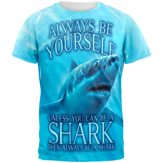 Always Be Yourself Unless Great White Shark All Over Mens T Shirt Men's T-Shirts Old Glory 2XL Multi 