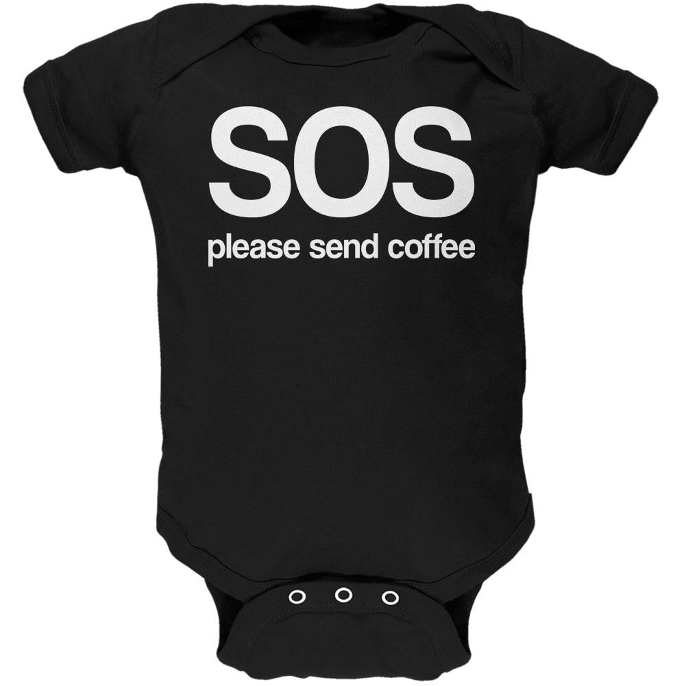 SOS Please Send Coffee Soft Baby One Piece Baby One Piece Old Glory 0-3M Black 