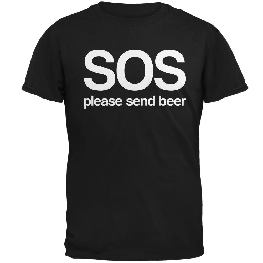 SOS Please Send Beer Mens T Shirt Men's T-Shirts Old Glory 2XL Black 