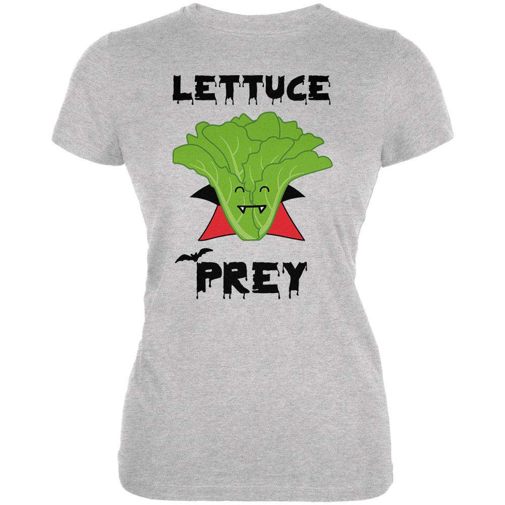 Halloween Vegetable Lettuce Let Us Prey Dracula Funny Juniors Soft T Shirt Juniors T-Shirts Old Glory 2XL Heather 