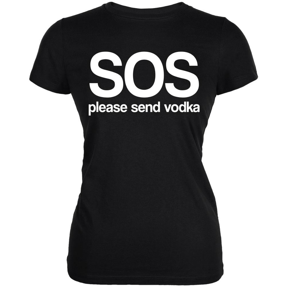 SOS Please Send Vodka Juniors Soft T Shirt Juniors T-Shirts Old Glory 2XL Black 