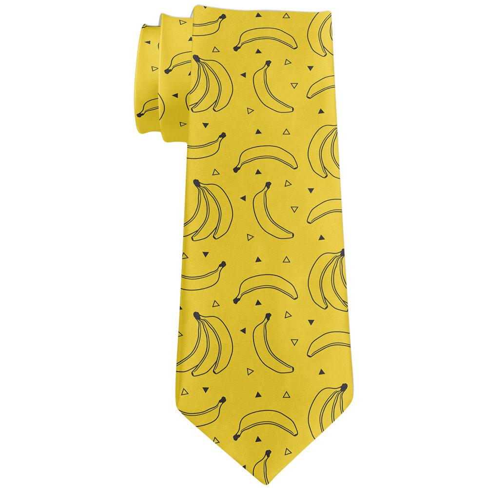 Fruit Banana Party Repeat Pattern All Over Neck Tie Men's Neck Ties Old Glory OS Yellow 