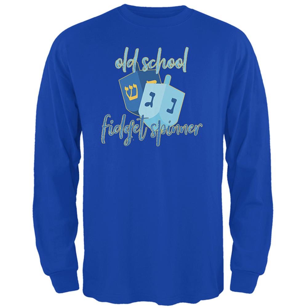 Hannukah Dreidel Old School Fidget Spinner Mens Long Sleeve T Shirt Men's Long Sleeves Old Glory 2XL Blue 