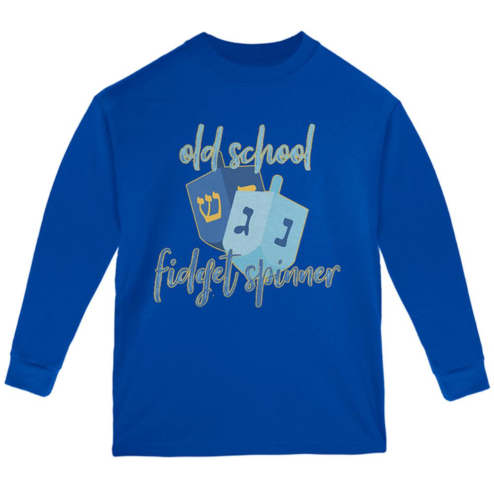 Hannukah Dreidel Old School Fidget Spinner Youth Long Sleeve T Shirt Youth Long Sleeves Old Glory LG Blue 