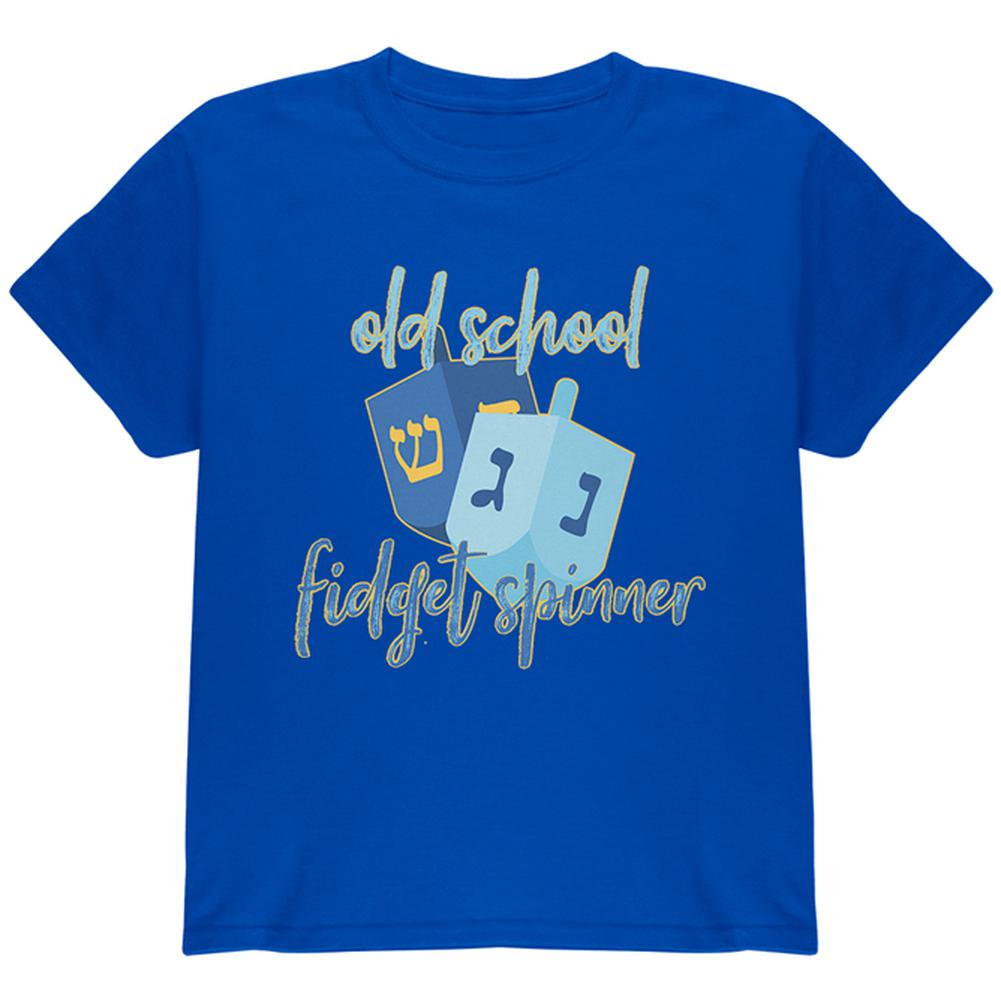 Hannukah Dreidel Old School Fidget Spinner Youth T Shirt Youth T-Shirts Old Glory LG Blue 